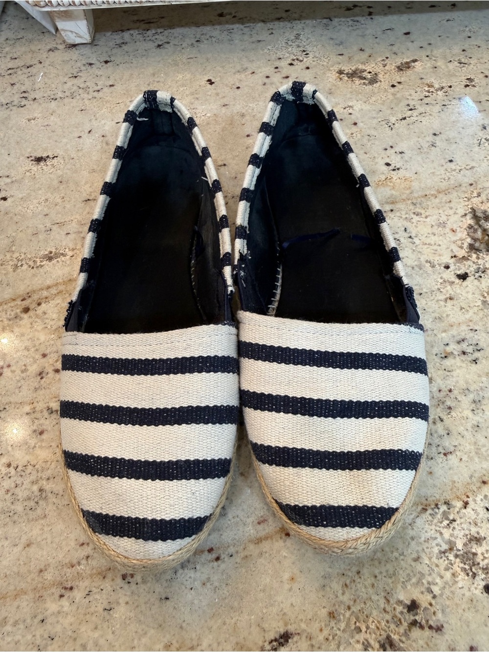 b.o.c. Navy and Cream Striped Espadrille Flats
